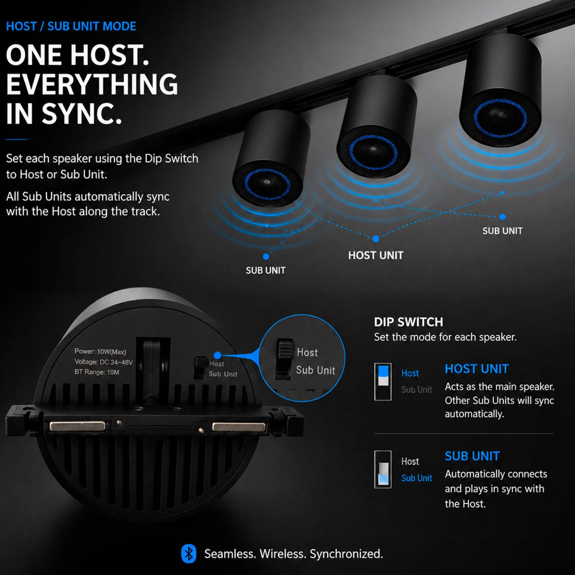 Altavoz Bluetooth para carril magnético de 5mm - 10W - 24V
