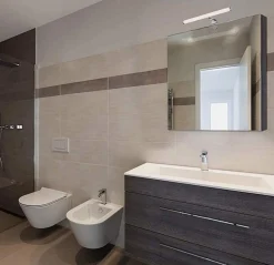 Aplique de baño tubular opal - 3 tipos de fijación - 6W - 540Lm - IP44 - 40cm