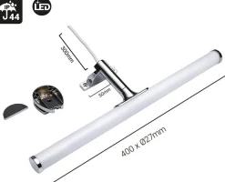 Aplique de baño tubular opal - 3 tipos de fijación - 6W - 540Lm - IP44 - 40cm