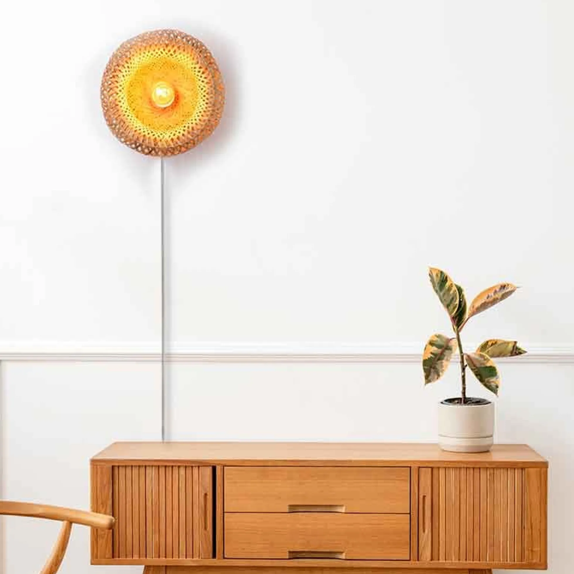 Aplique de mimbre con enchufe "Round"