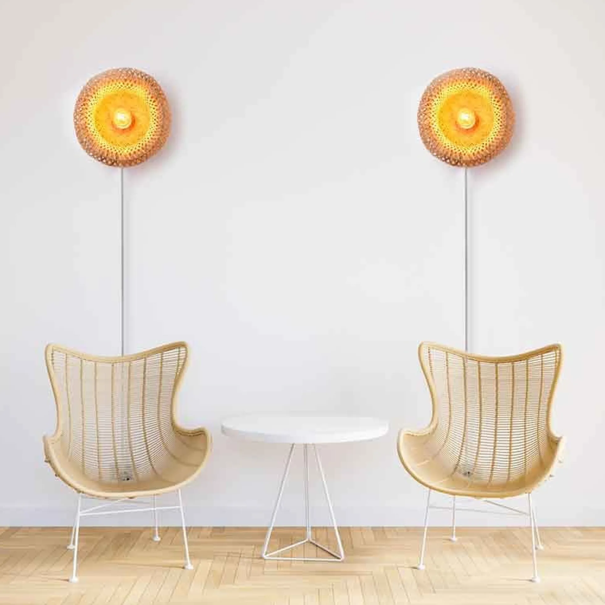 Aplique de mimbre con enchufe "Round"