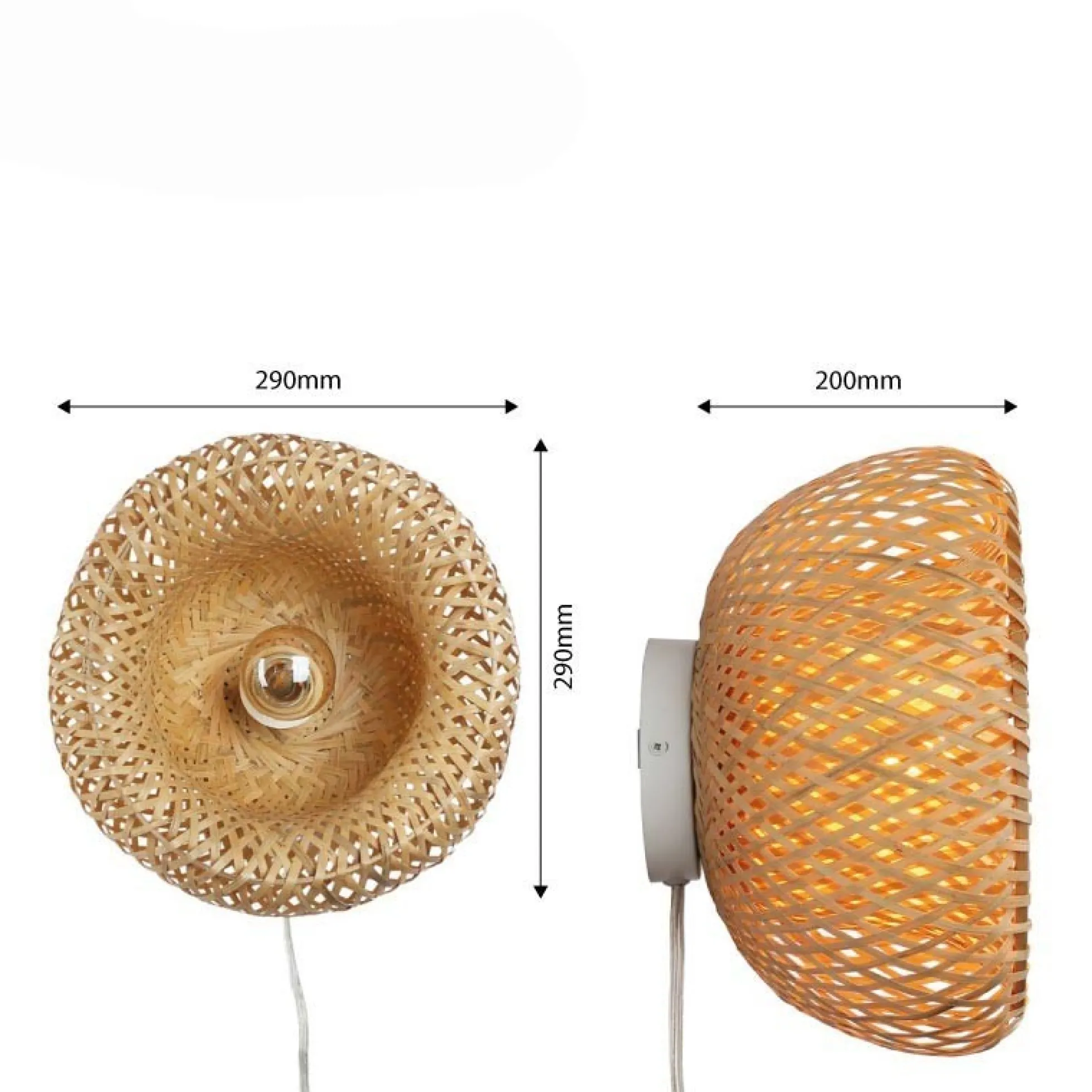 Aplique de mimbre con enchufe "Round"