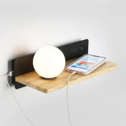 Aplique de pared bola cristal con puerto USB 