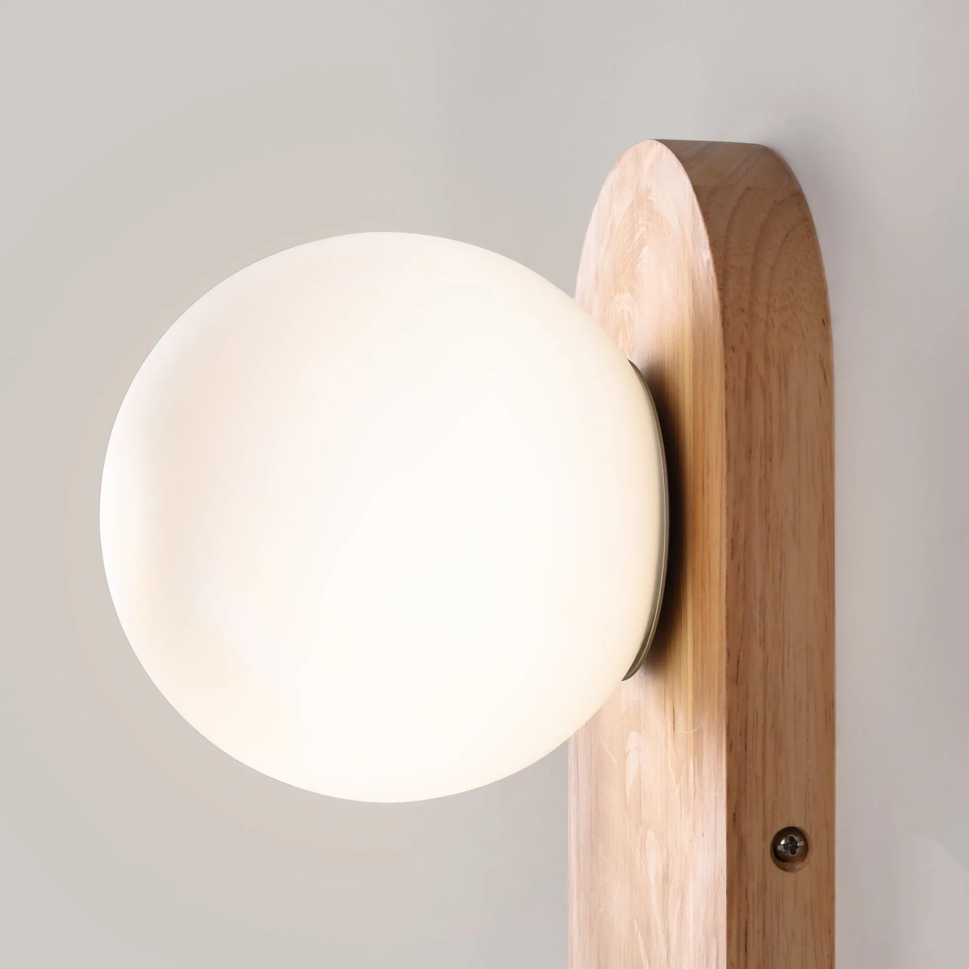 Aplique de pared bola cristal "SOMA" con interruptor - E27 - Madera