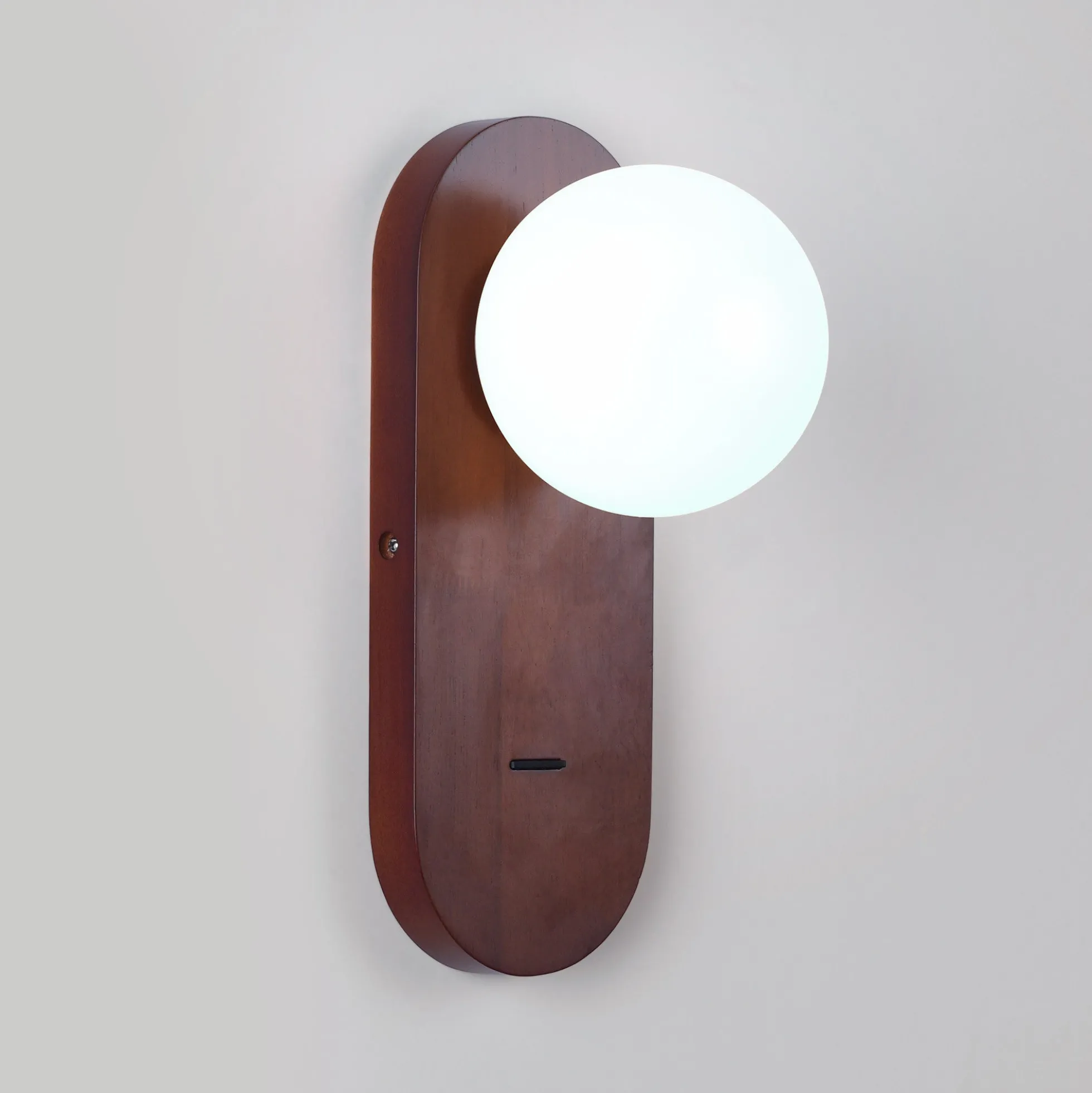 Aplique de pared bola cristal "SOMA" con interruptor - E27 - Madera
