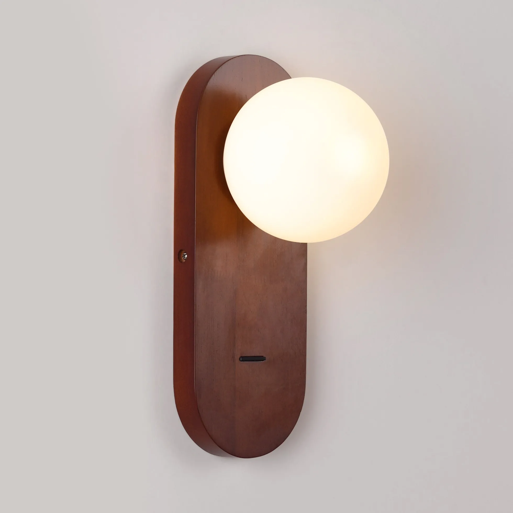 Aplique de pared bola cristal "SOMA" con interruptor - E27 - Madera