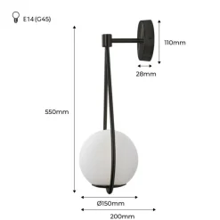 Aplique de pared bola cristal