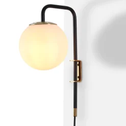 Aplique de pared bola cristal con cable y enchufe