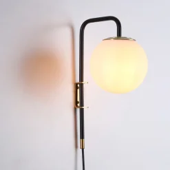Aplique de pared bola cristal con cable y enchufe