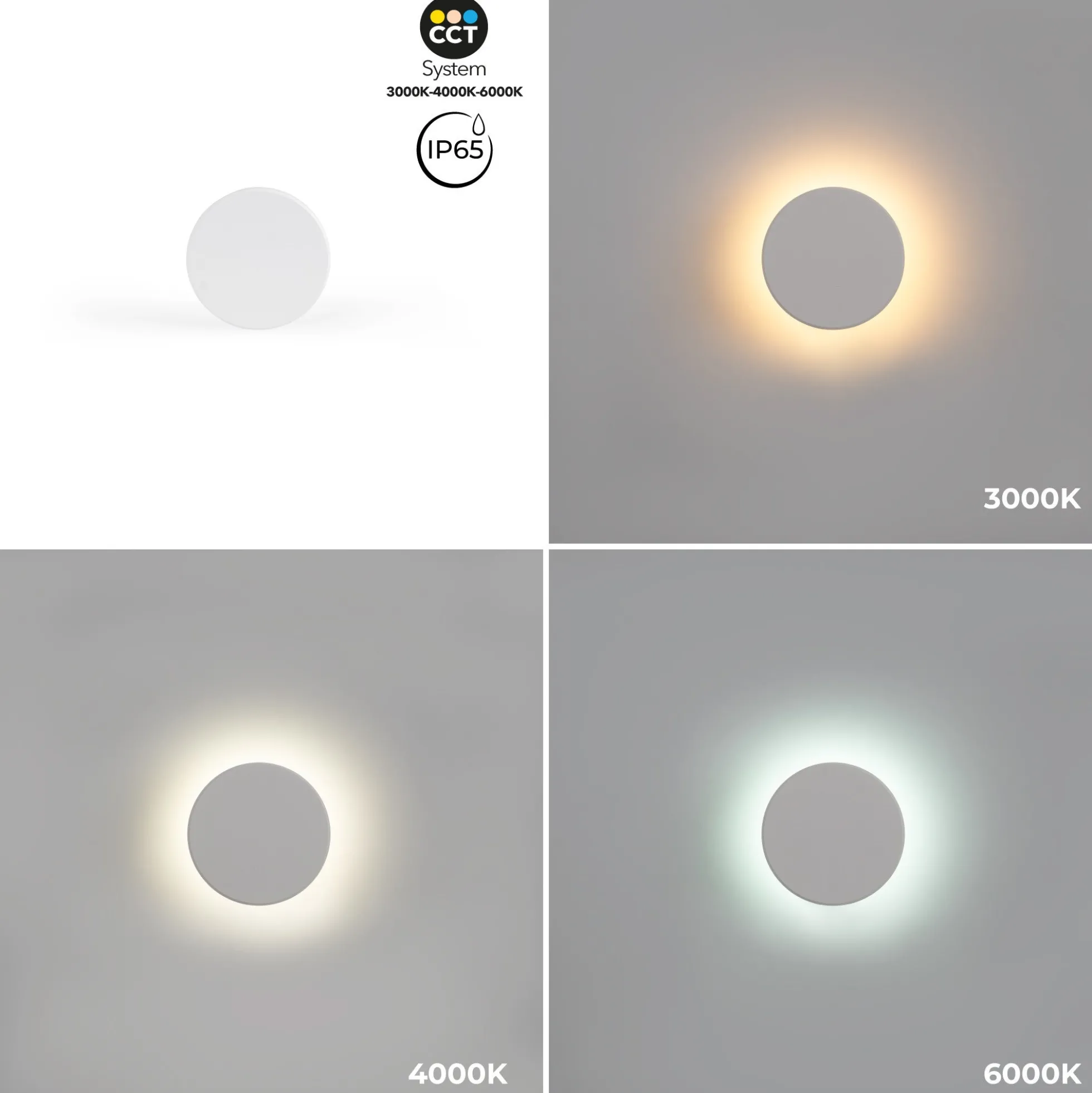 Aplique de pared circular "Eclipse" 9W - CCT - IP65