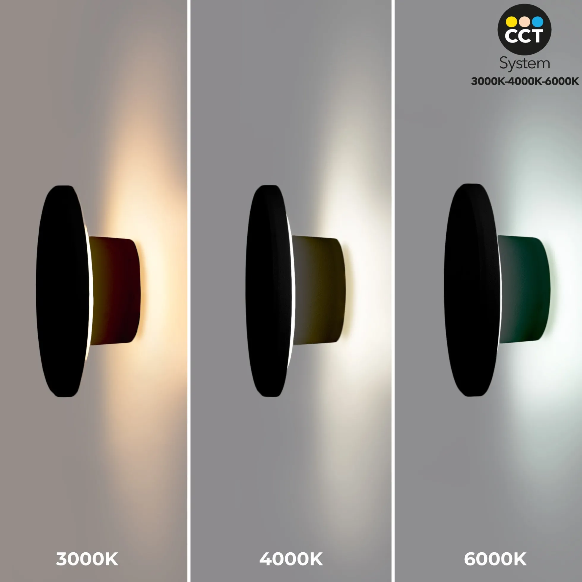 Aplique de pared circular "Eclipse" 9W - CCT - IP65