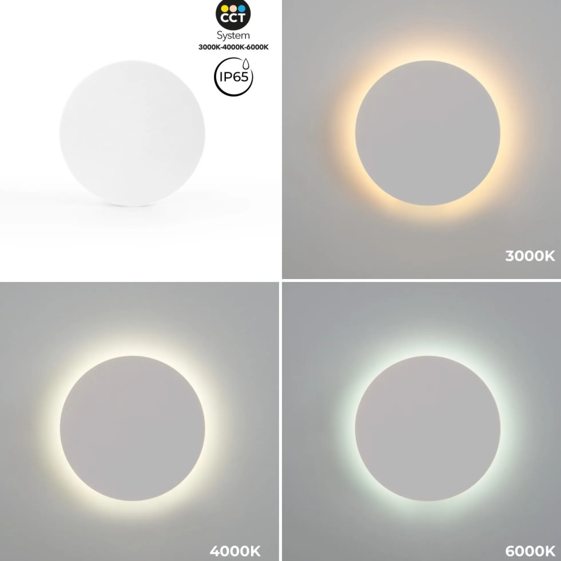 Aplique de pared circular "Eclipse" 18W - CCT - IP65