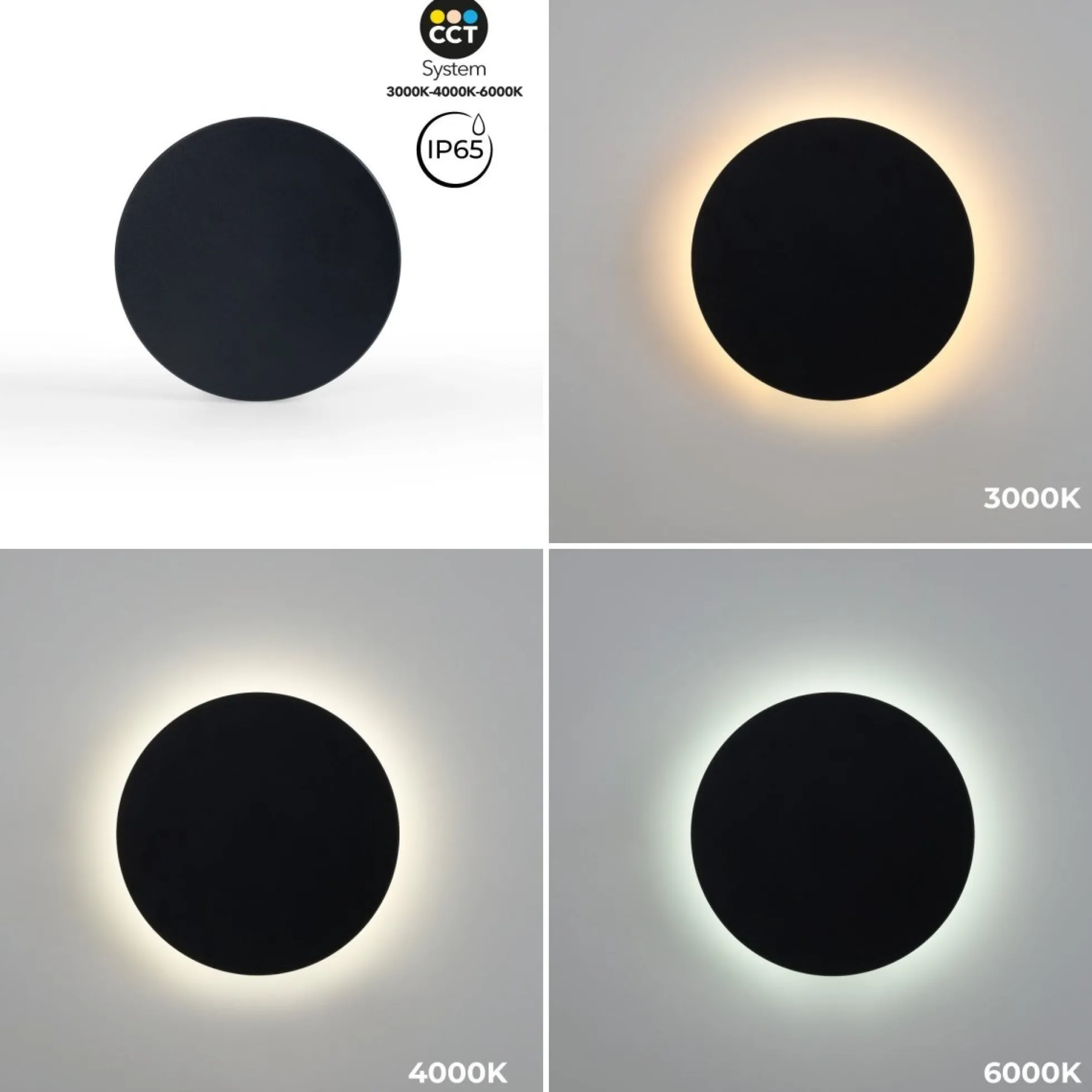 Aplique de pared circular "Eclipse" 18W - CCT - IP65