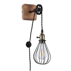 Aplique de pared colgante "PENDOL" - Con enchufe e interruptor - E27