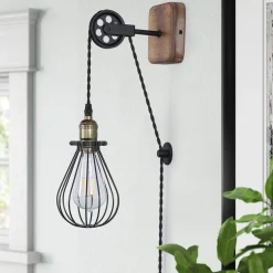 Aplique de pared colgante "PENDOL" - Con enchufe e interruptor - E27