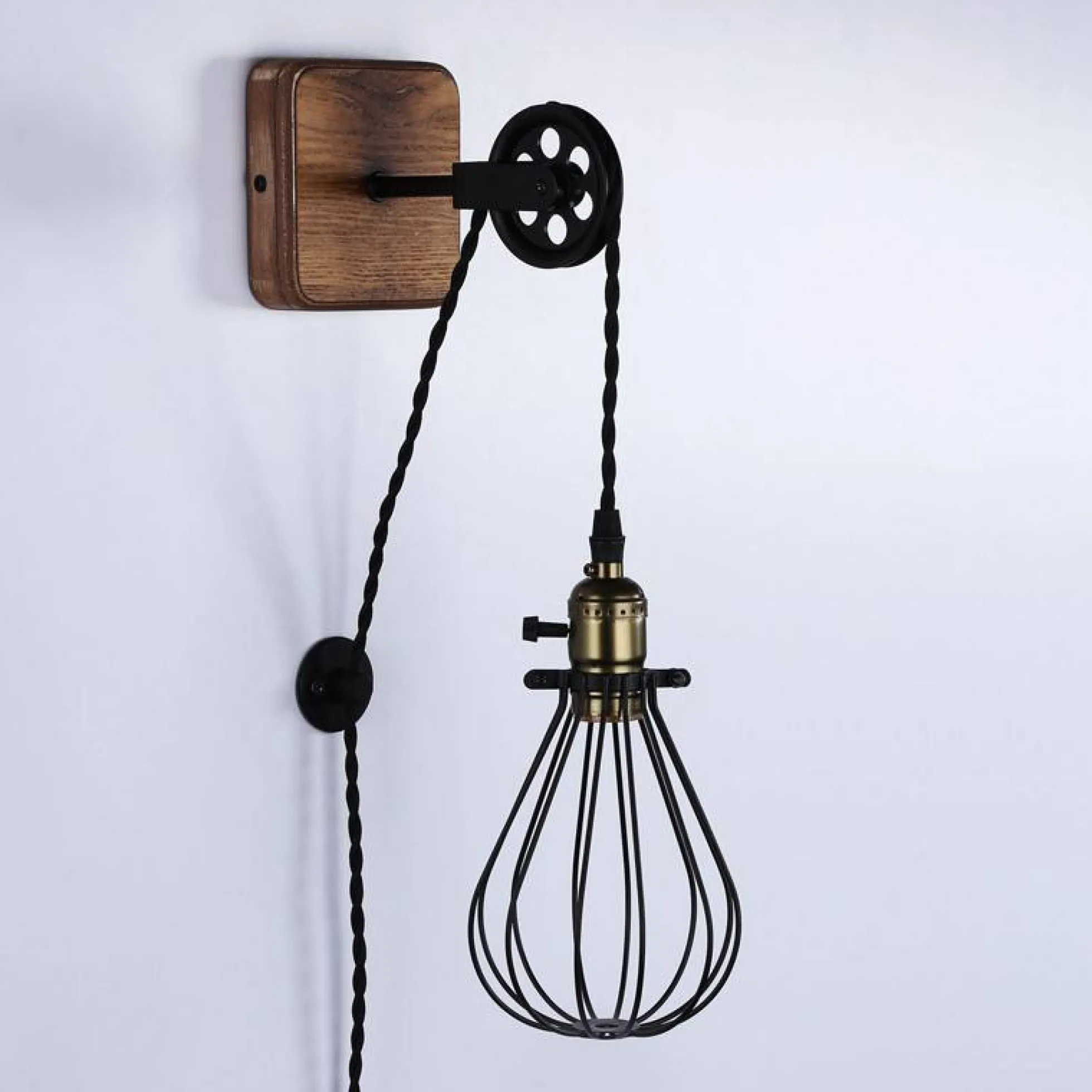 Aplique de pared colgante "PENDOL" - Con enchufe e interruptor - E27