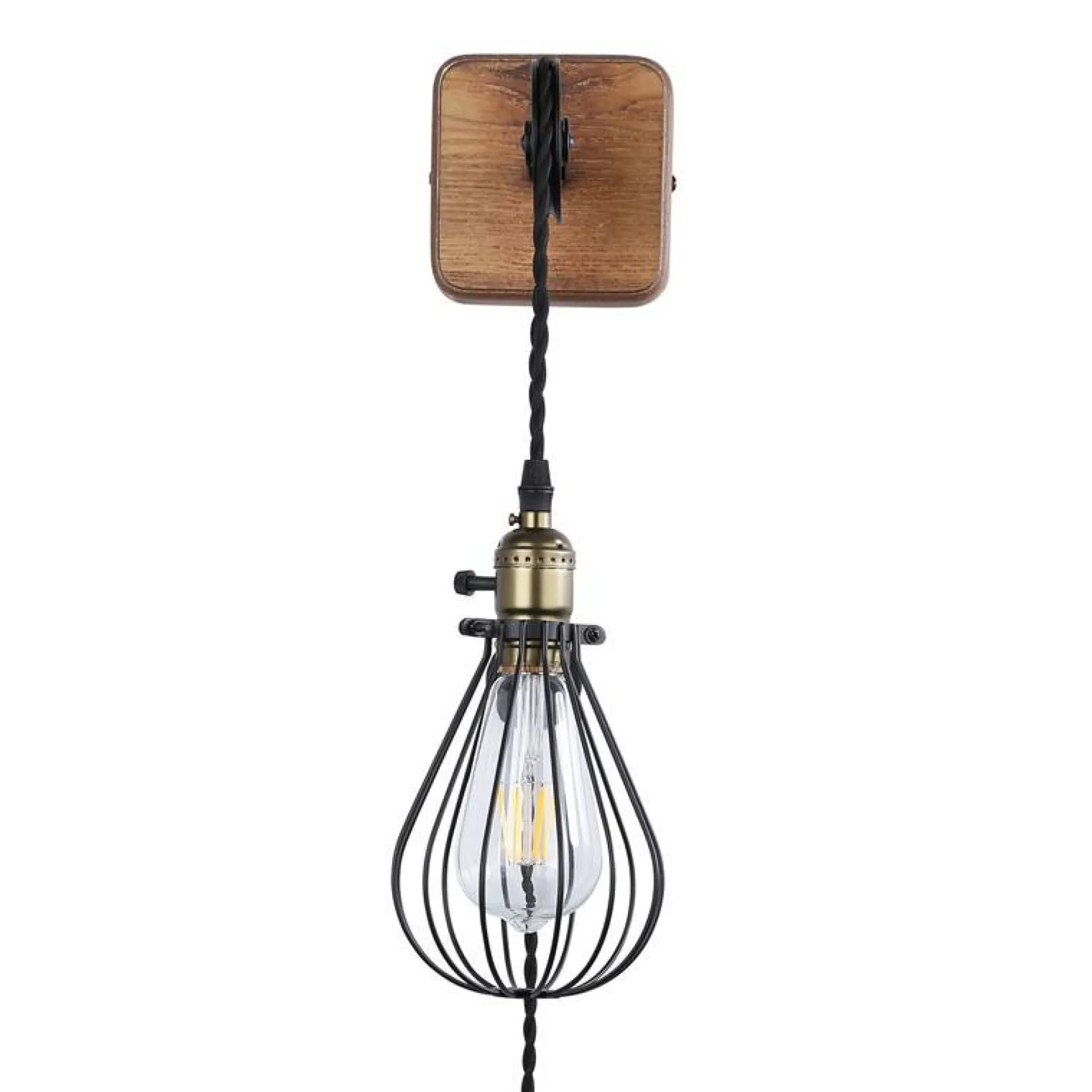 Aplique de pared colgante "PENDOL" - Con enchufe e interruptor - E27