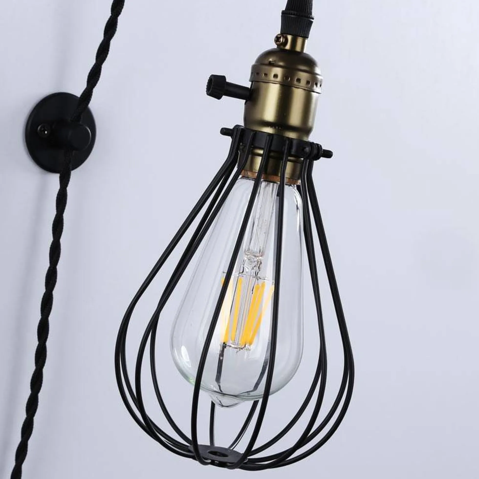 Aplique de pared colgante "PENDOL" - Con enchufe e interruptor - E27