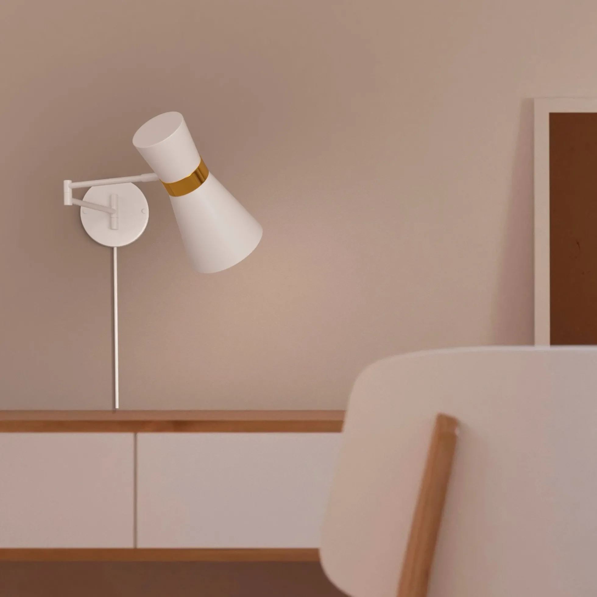 Aplique de pared con brazo articulado y enchufe "SILVA"