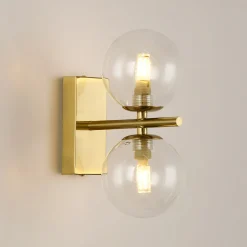 Aplique de pared con doble esfera de cristal "CANTHA" - 2 x G9