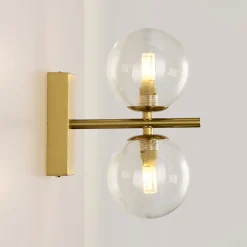Aplique de pared con doble esfera de cristal "CANTHA" - 2 x G9