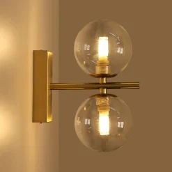 Aplique de pared con doble esfera de cristal 