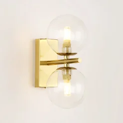 Aplique de pared con doble esfera de cristal 