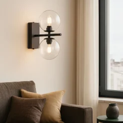 Aplique de pared con doble esfera de cristal 