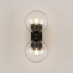 Aplique de pared con doble esfera de cristal 