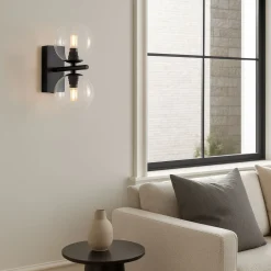 Aplique de pared con doble esfera de cristal 