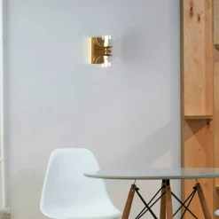 Aplique de pared con doble esfera de cristal 