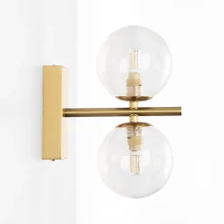 Aplique de pared con doble esfera de cristal 