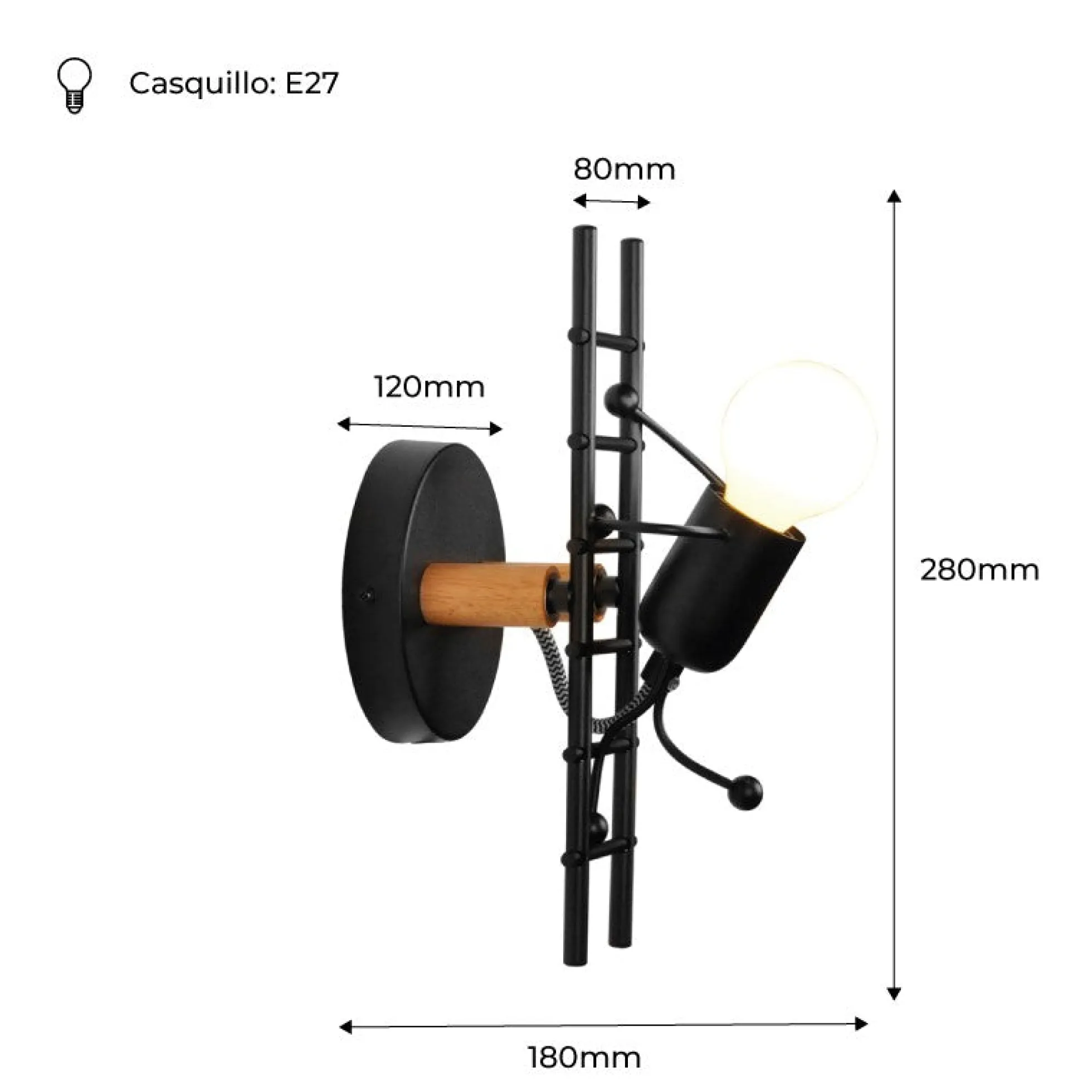 Aplique de pared decorativo "Doll" - E27