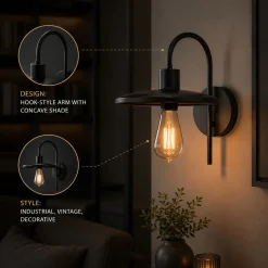 Aplique de pared de diseño "Hook" - E27