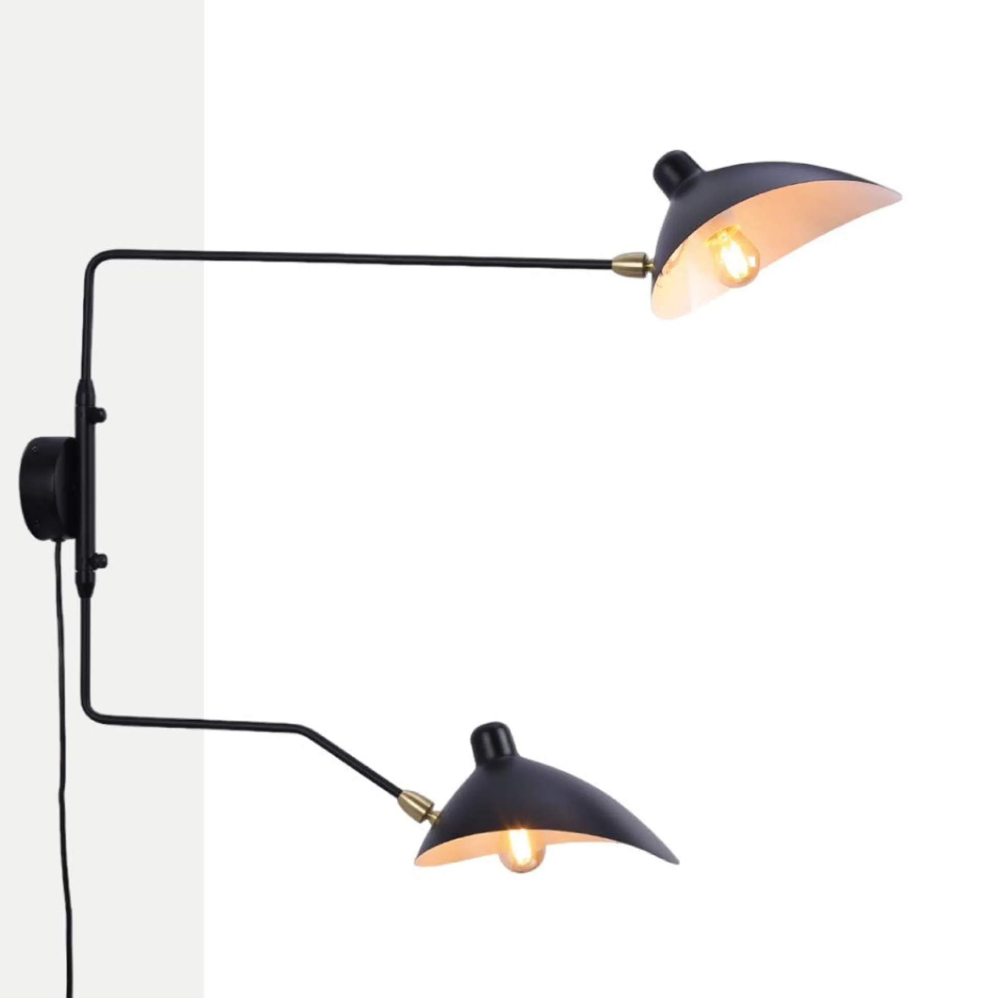 Aplique de pared de diseño "Louise" con interruptor y enchufe - 2xE27