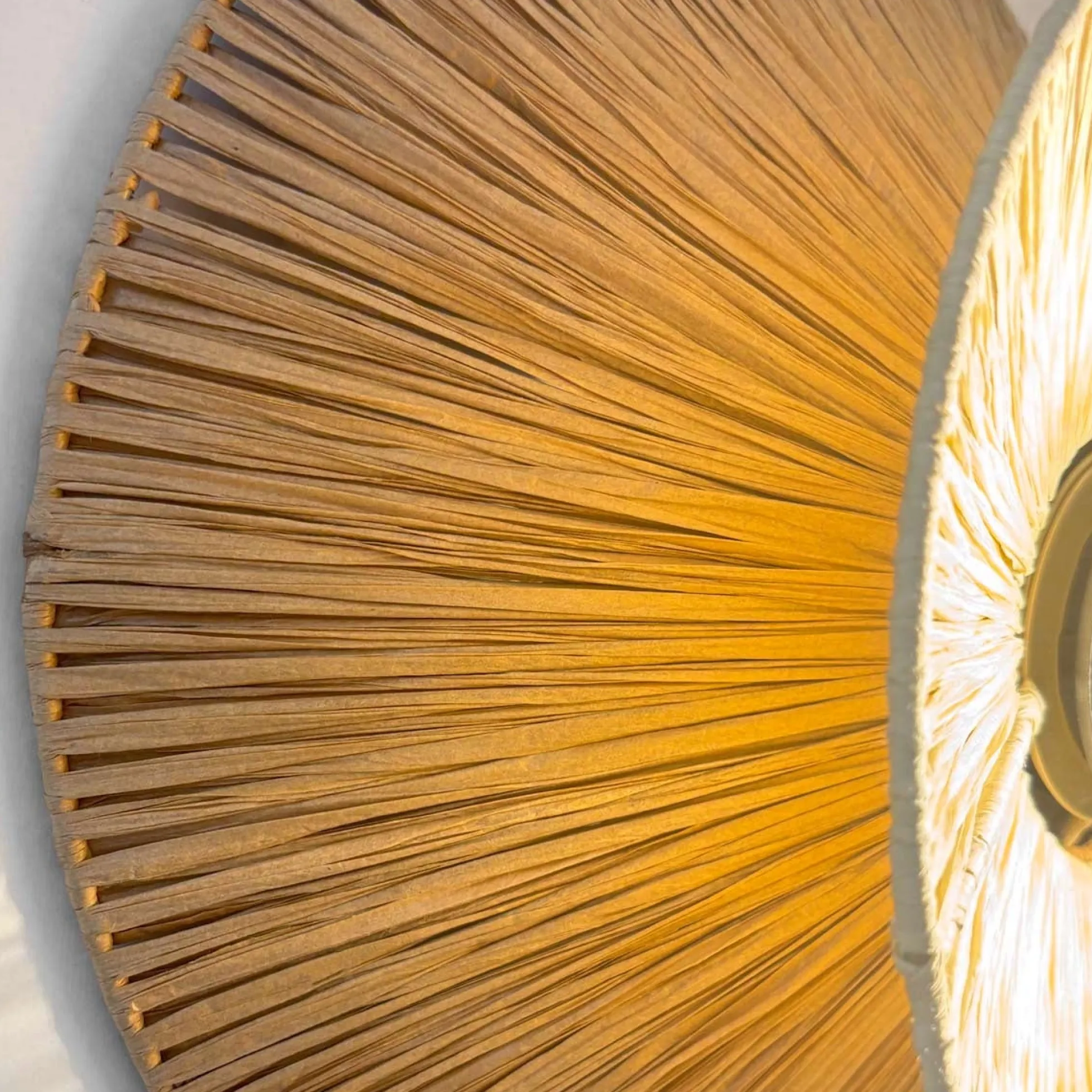 Aplique de pared de fibra natural Rafia "HALLIE" - E27 - Interruptor y enchufe