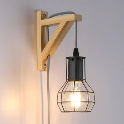 Aplique de pared de madera jaula "MICA" Bombilla incluida