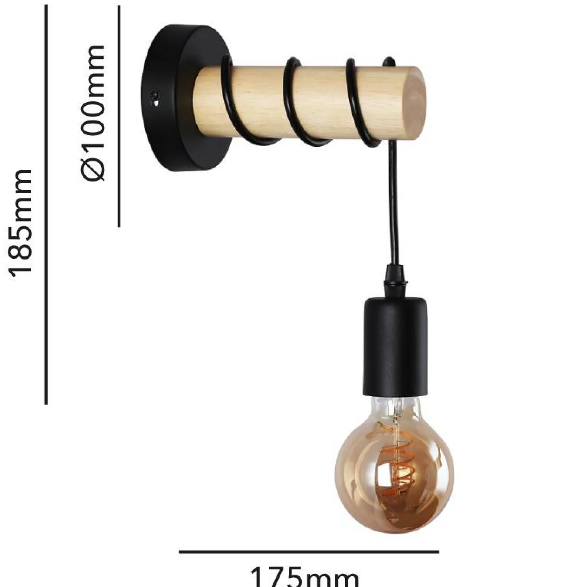Aplique de pared de madera rústico "MILA"