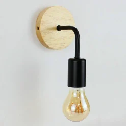 Aplique de pared de madera y metal