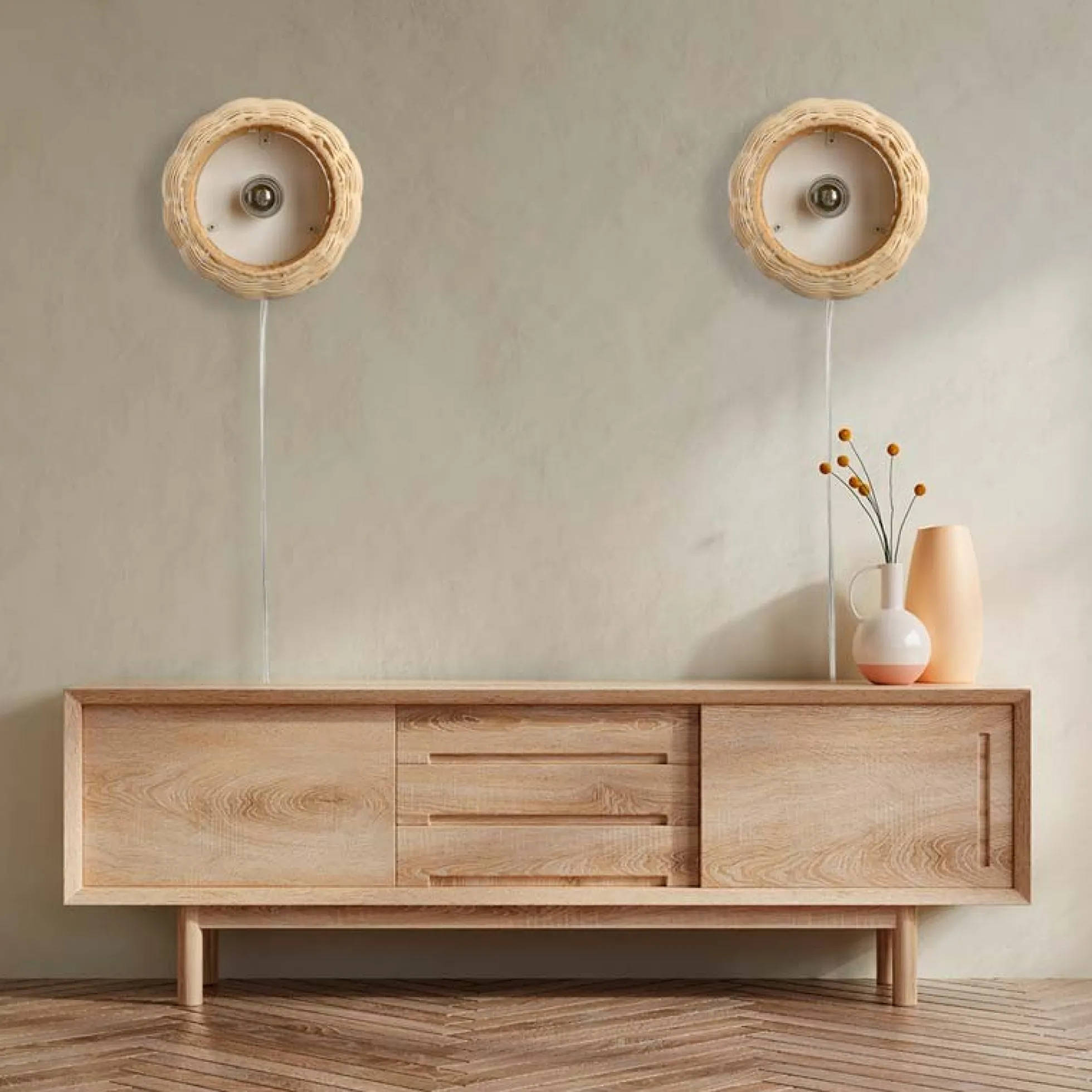 Aplique de pared de mimbre "Berlam"