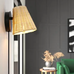Aplique de pared de mimbre