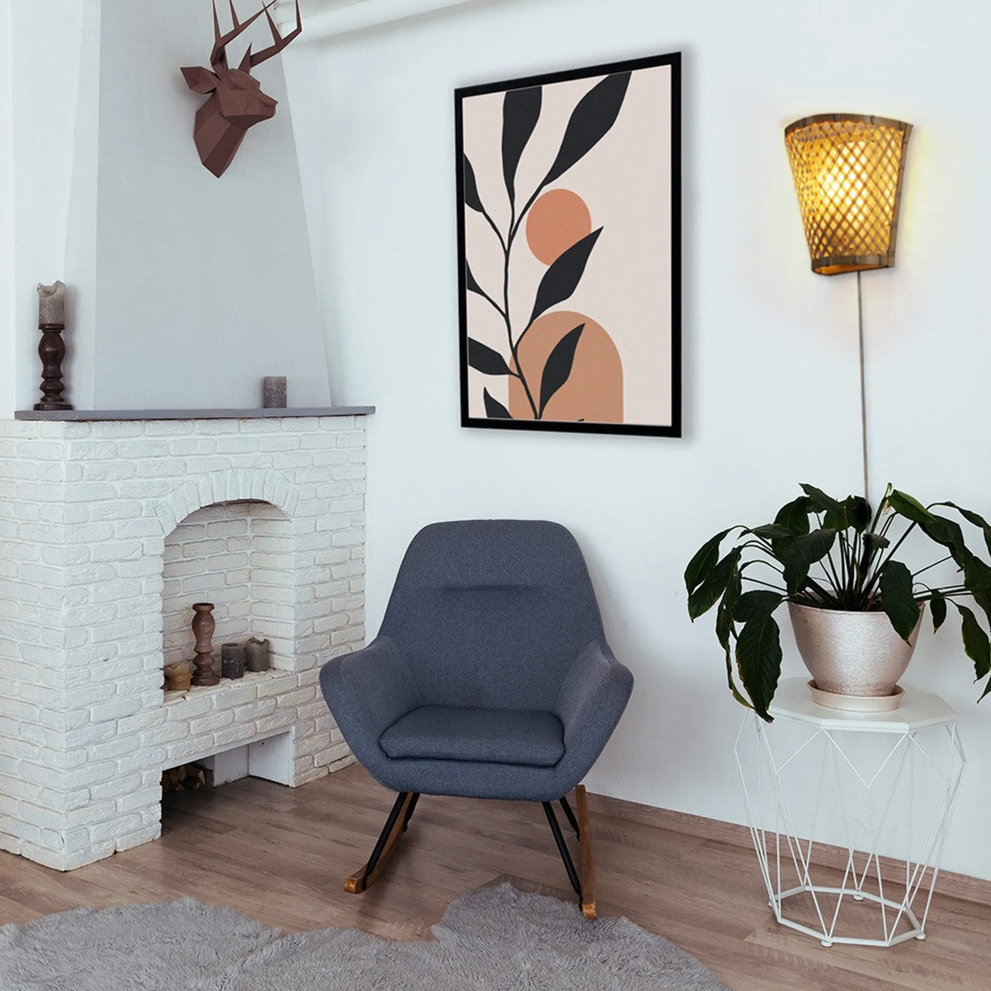Aplique de pared de mimbre con enchufe "PANI"