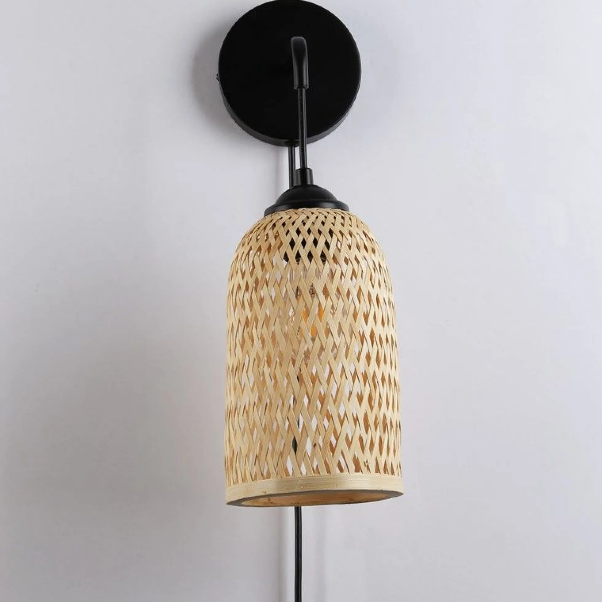Aplique de pared de mimbre con enchufe "Frida" E27