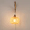 Aplique de pared de mimbre y madera "Phuket" - Con cable y enchufe - E27