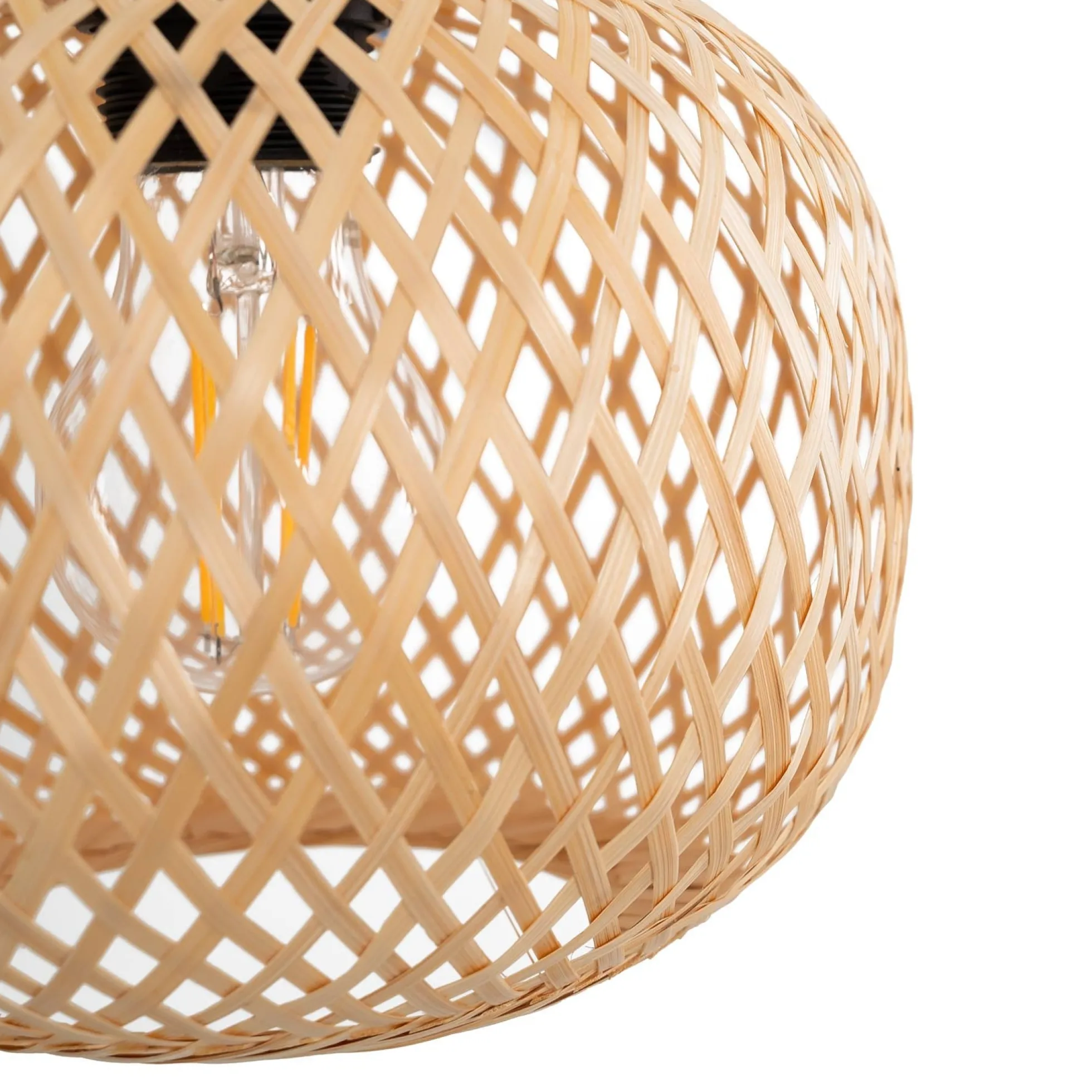 Aplique de pared de mimbre y madera "Phuket" - Con cable y enchufe - E27