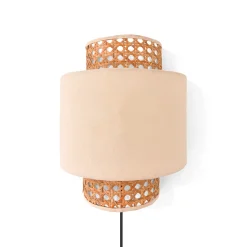 Aplique de pared de mimbre y tela