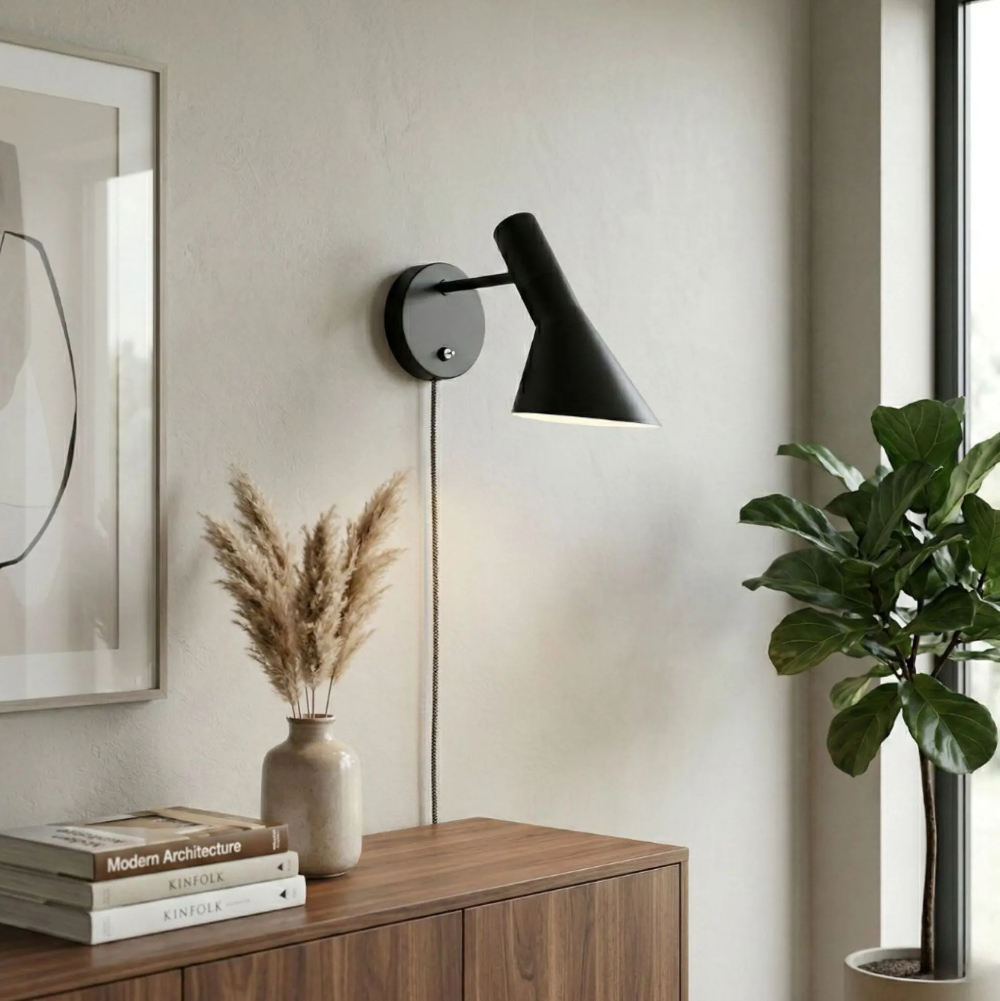Aplique de pared diseño con cable y enchufe "Marlene"