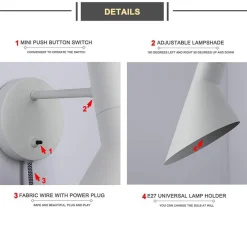 Aplique de pared diseño con cable y enchufe
