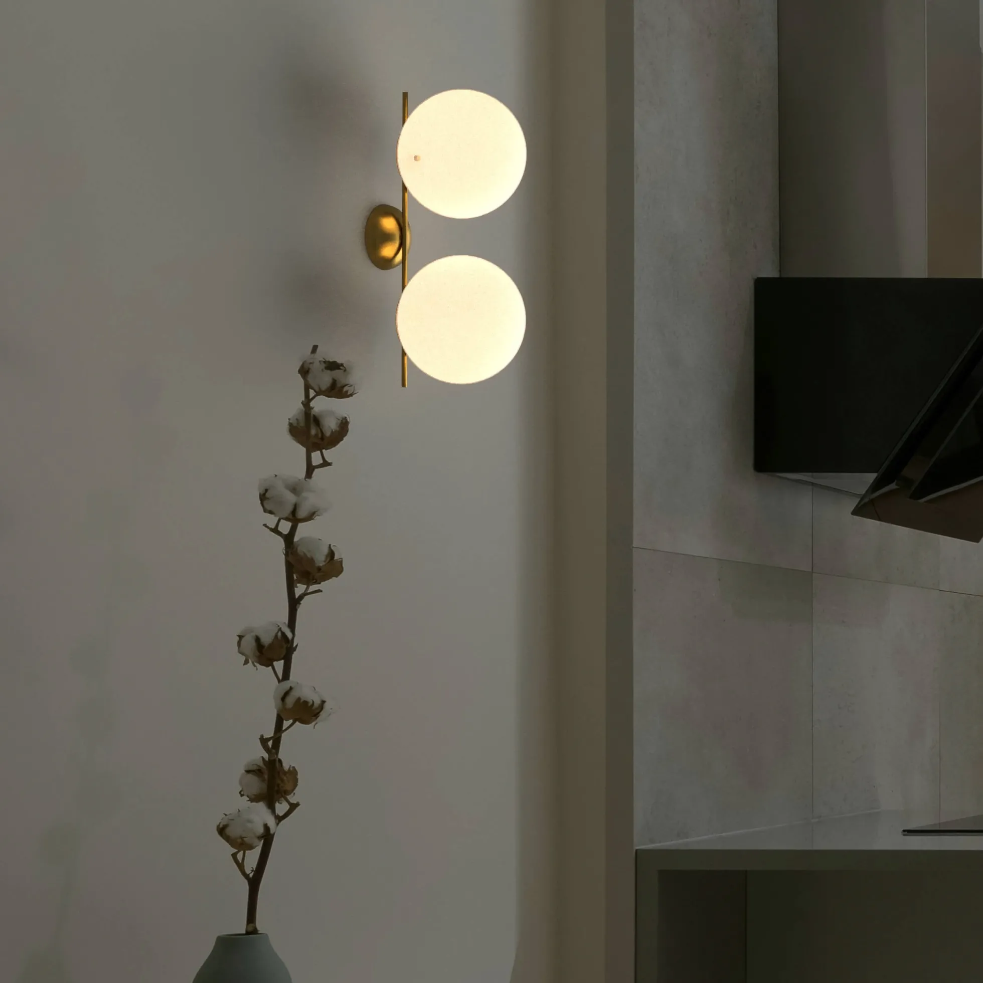 Aplique de pared doble bola cristal "VIC 220" - E27 - Ø 22cm