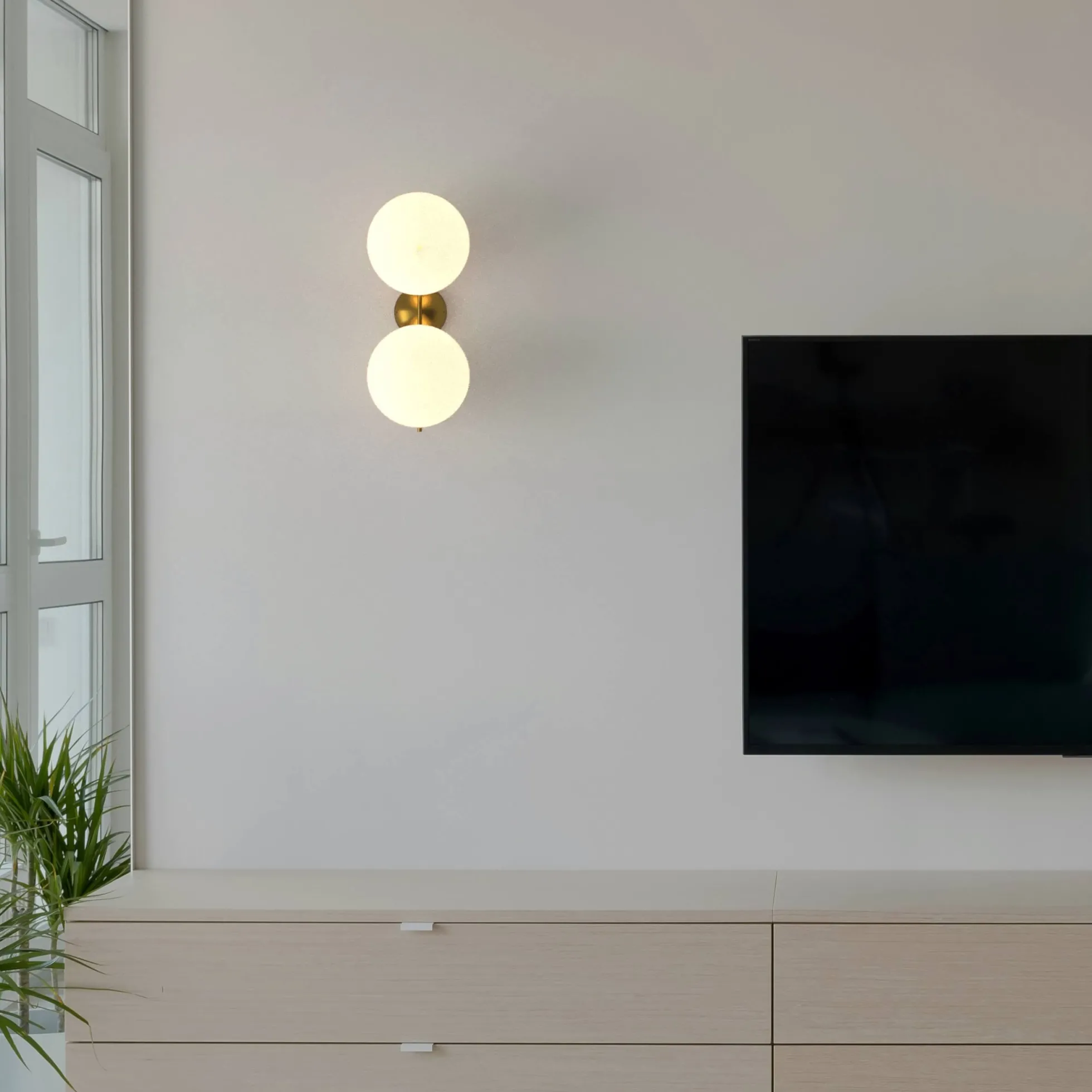 Aplique de pared doble bola cristal "VIC 220" - E27 - Ø 22cm